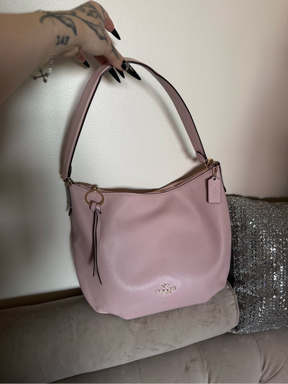 Coach Blush Pink Leather Shoulder Hobo Bag